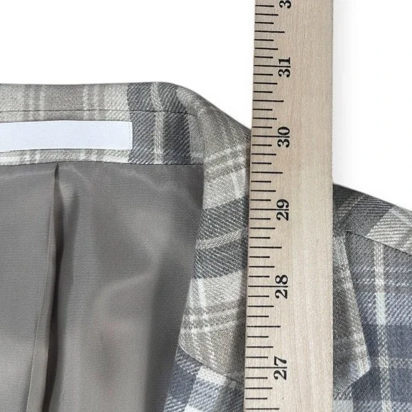 Lauren Ralph Lauren Lassiter 100% Linen Plaid Sport Coat Blazer 40S Cream Grey - Picture 7 of 16